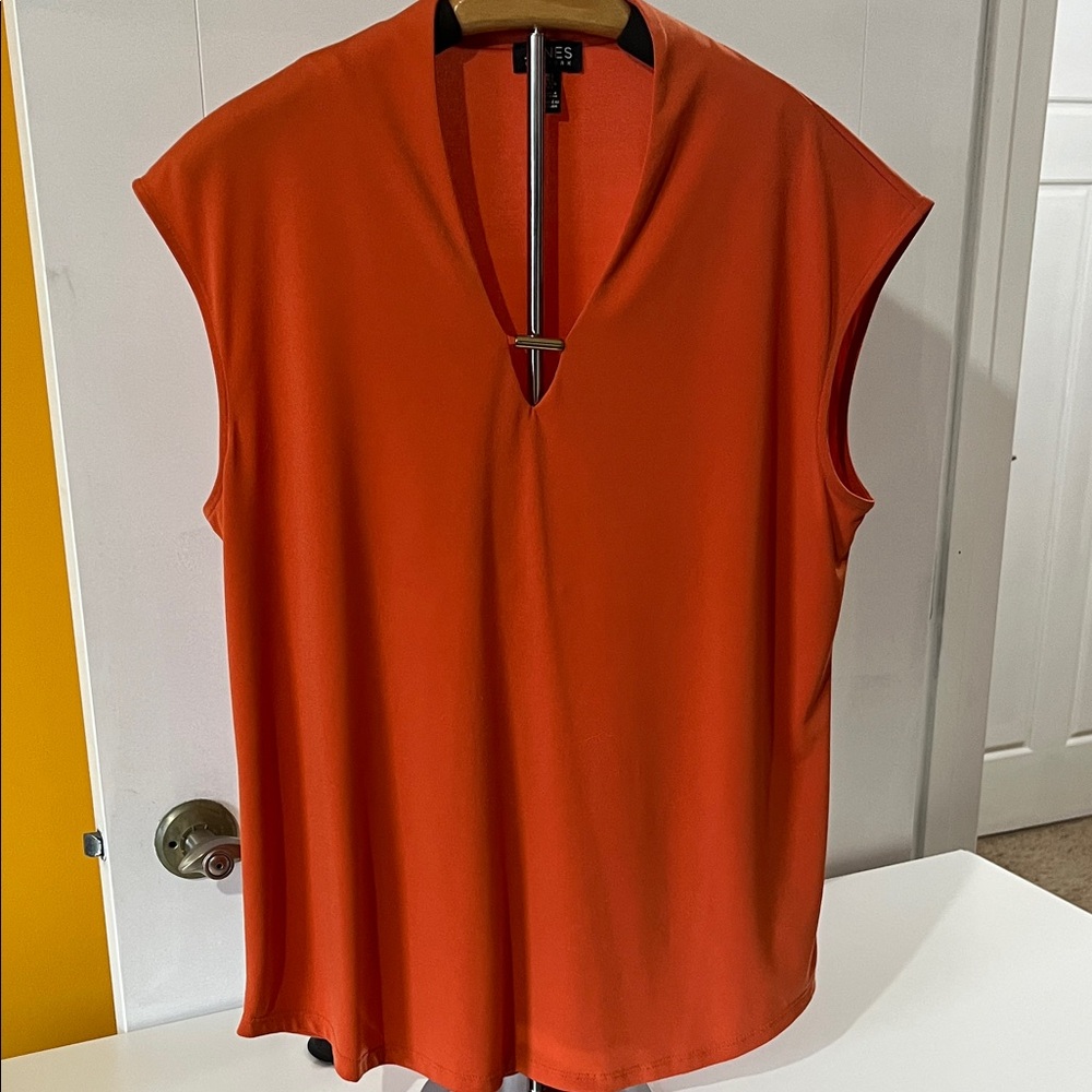 Jones New York Orange Keyhole Blouse